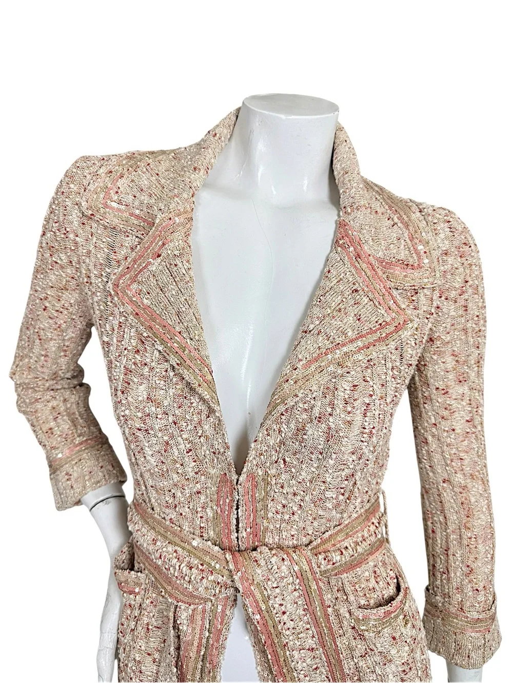 Chanel 06P Spring 2006 Sequin Belted Knit Cardigan Jacket